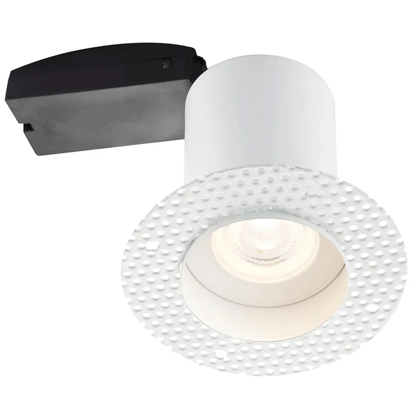 National Lighting RAVEL Fire Rated Round Trimless Plaster in GU10 LED Anti Glare Low Profile Die Cast Ceiling Downlight Spotlight (Pack of 6)