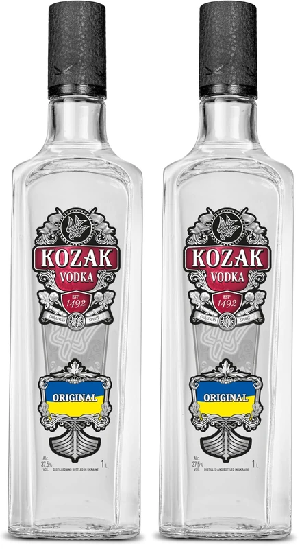 Kozak Vodka 1 Litre 37.5% ABV. Ukrainian Award Winning Vodka (Pack of 2)