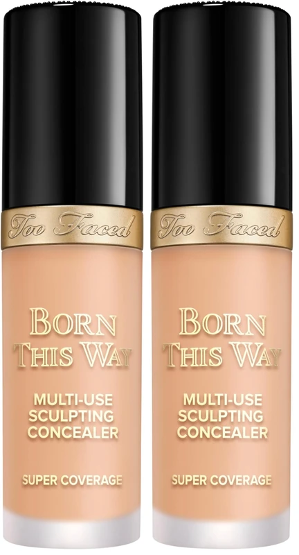 Too Faced Born This Way Super Coverage Multi-Use Concealer | Full Coverage, Oil Free, Long Lasting + Hydrating (Pack of 2)
