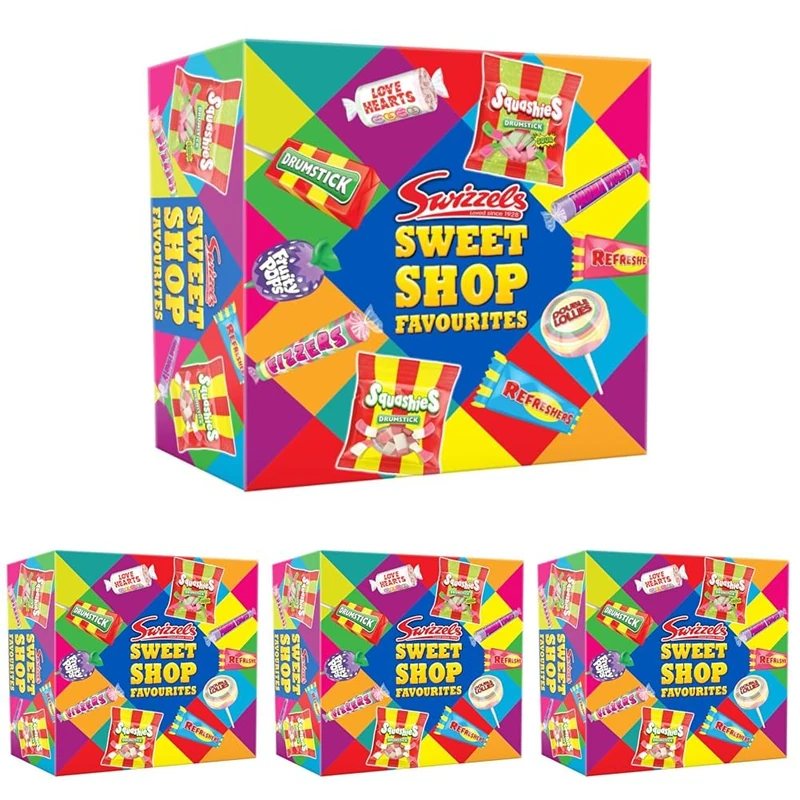 Swizzels Sweet Shop Favourites 500g, Assorted Retro Sweets Gift, Individually Wrapped Classics Including Drumsticks, Refreshers, Love Hearts, Parma Violets & Squashies for Sharing (Pack of 4)