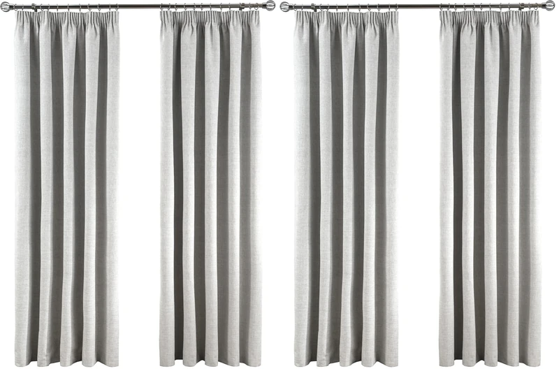 Sleepdown Textured Rib Weave Pencil Pleat Blackout Lined Curtains Thermal Insulated for Bedroom and Living Room 66 x 54 Inch Grey 2 Panels (Pack of 2)