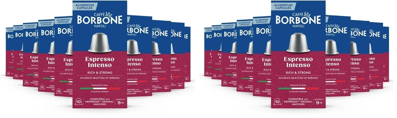Caffè Borbone Espresso Intenso - 100 Coffee Capsules - Rich and Vibrant - Compatible with Nespresso®* coffee machines for domestic use (Pack of 2)