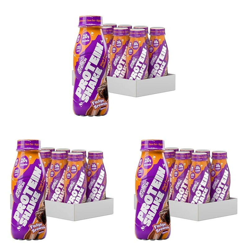 Applied Nutrition Protein Shakes - High Protein Shake Ready To Drink, Protein Drink With 20g Of Protein, Low Fat Protein Shake, On The Go Bottle - 8 x 330ml (Fudge Brownie) (Pack of 3) - Image 1