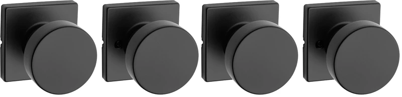 Kwikset 97402-854 Pismo Keyed Entry Door Knob Featuring SmartKey Security, Round, Iron Black (Pack of 2)