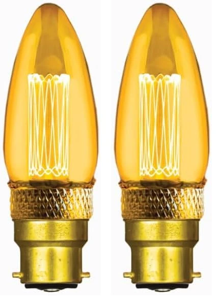 Status Filament LED Bulbs [Pack of 2] Type:Candle (Extra Warm White 1800k) 2w / Non-Dimmable/Cap: B22 / Golden Antique Finish / 15000 Hours/Multipack [2SRLCBC1PKB12] - Image 1
