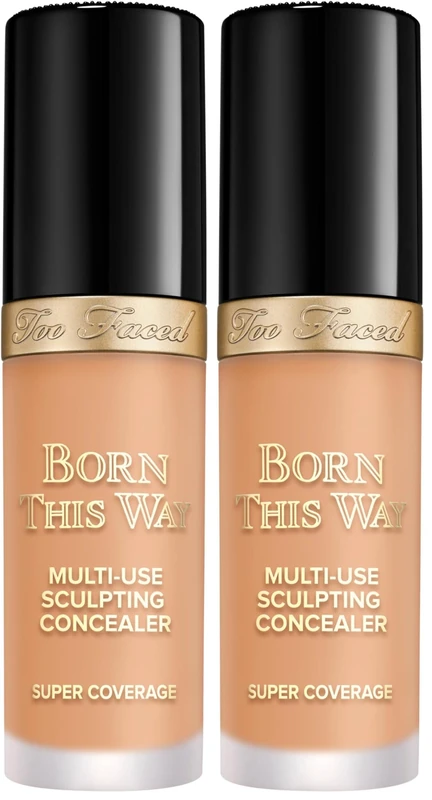 Too Faced Born This Way Super Coverage Multi-Use Concealer | Full Coverage, Oil Free, Long Lasting + Hydrating (Pack of 2)