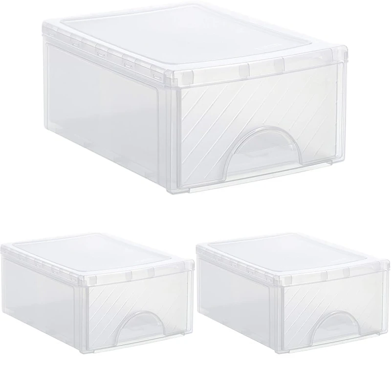Rotho Frontbox small drawer box 1 drawer, Plastic (PP) BPA-free, transparent, klein (35.0 x 26.0 x 14.0 cm) (Pack of 3)