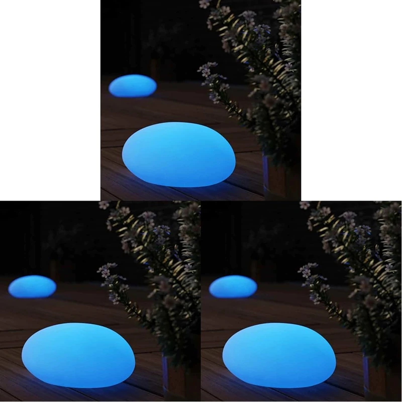 SolarCentre® Shimmer Solar Glow Stone Colour Changing Outdoor Mood Light - 30cm (Pack of 3)