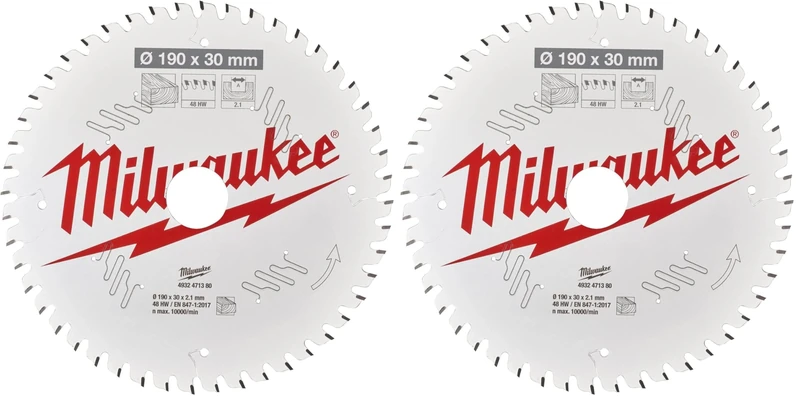MILWAUKEE 4932471380 Universal Saw Blade 48 Teeth 2.1 x 190 mm (Pack of 2)