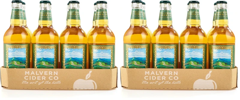 Malvern Gold 6% ABV Award Winning Cider Vegan, Gluten Free, No Artificial Colourings, Sweeteners or Flavourings 8 x 500ml Glass Bottles (Pack of 2)