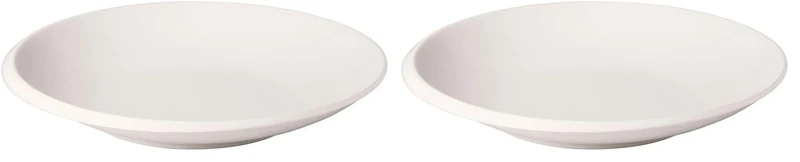Villeroy & Boch - NewMoon Flat Bowl, Stylish Bowl for Serving Dishes, Premium Porcelain, White, Dishwasher Safe (Pack of 2)