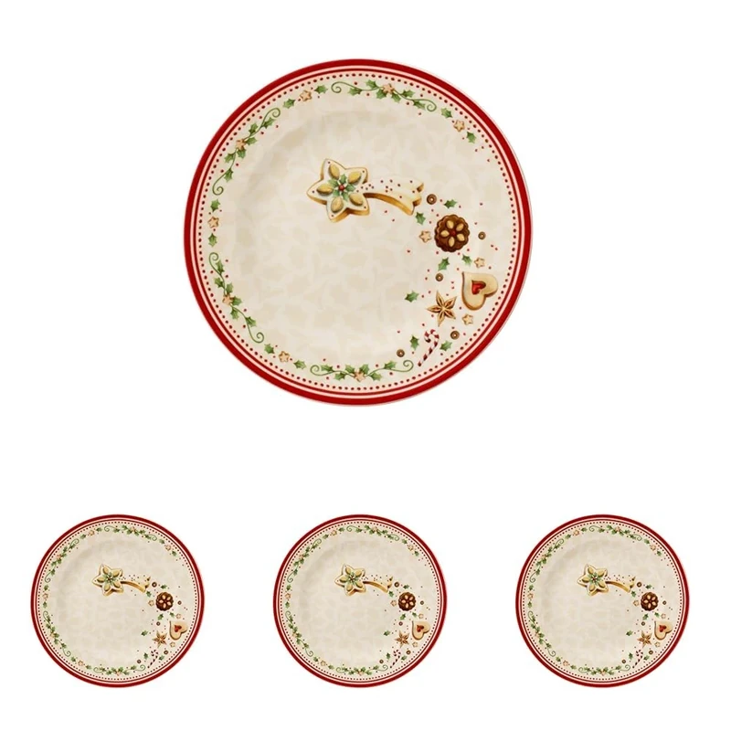 Villeroy & Boch – Winter Bakery Delight Breakfast/Dessert Plate 21.5 cm, Dishwasher Safe, Microwave Safe, Christmas Decoration, Winter Plate, Premium Porcelain (Pack of 4)