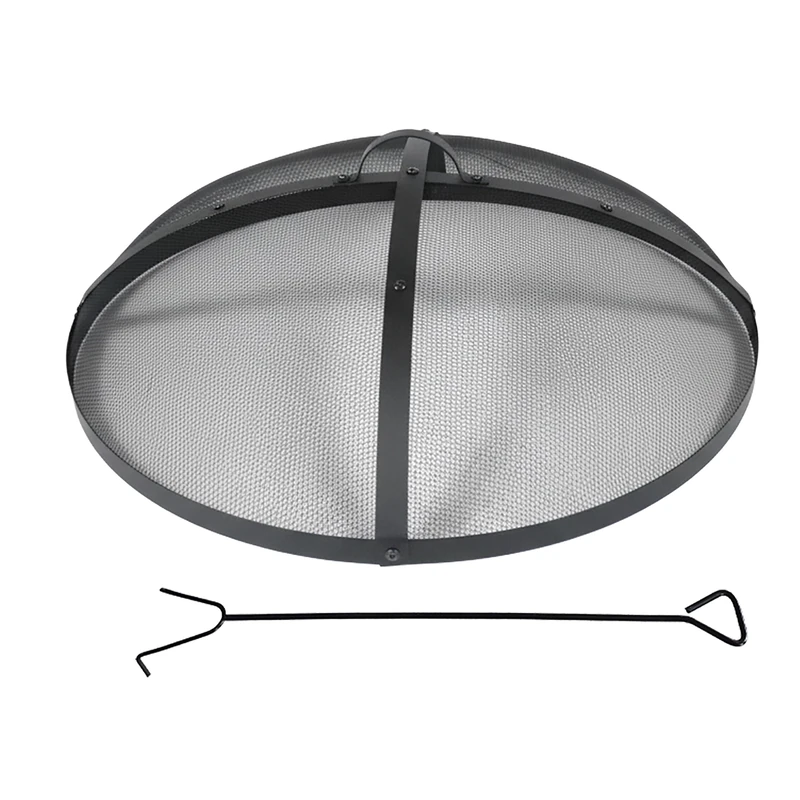 Relaxdays Spark Guard for Fire Bowl - Black Steel, 70 cm
