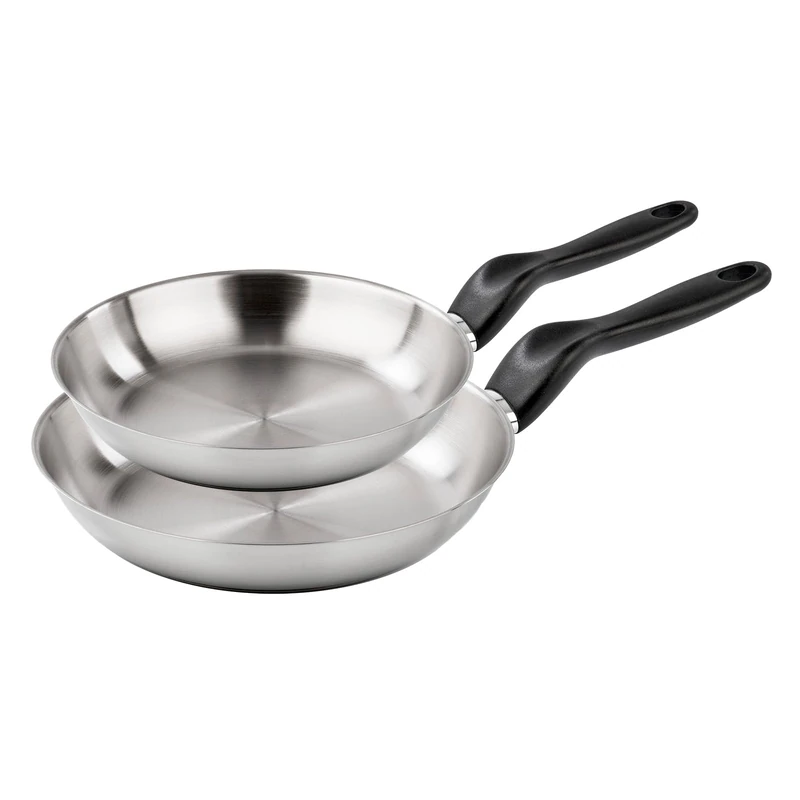 Barazzoni Le Inoxidabili Set of 2 Frying Pans, Diameter 24/28 cm, Made in Italy, 18/10 Stainless Steel, Induction+Gas, Triple Base, PFAS Free - Image 1