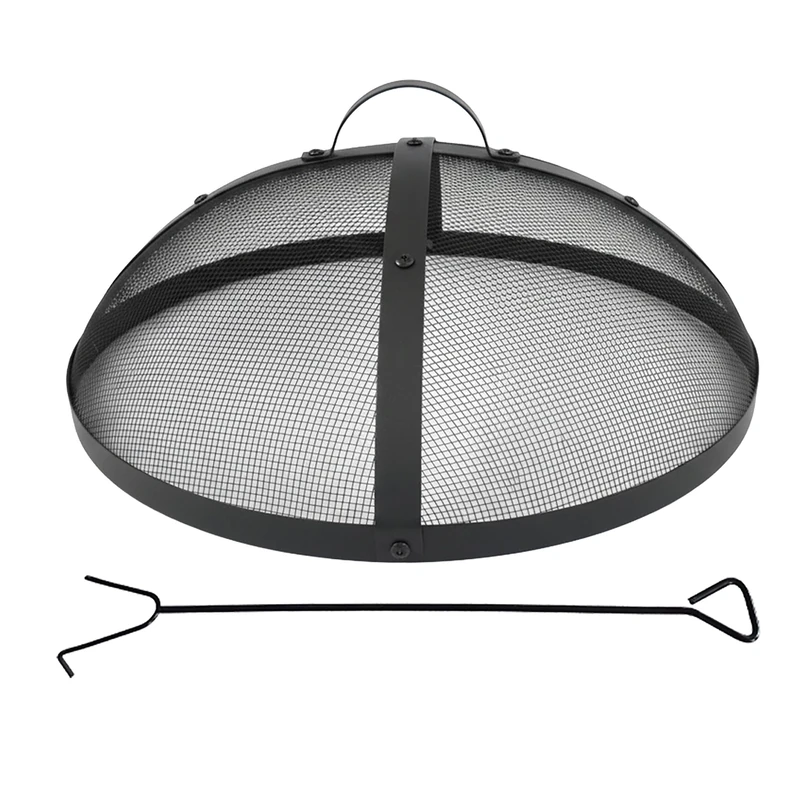 Relaxdays Spark Guard for Fire Bowl - Black Steel - 60 cm