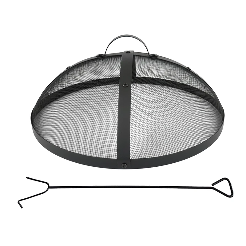Relaxdays Fire Bowl Spark Guard - 50 cm Steel with Poker