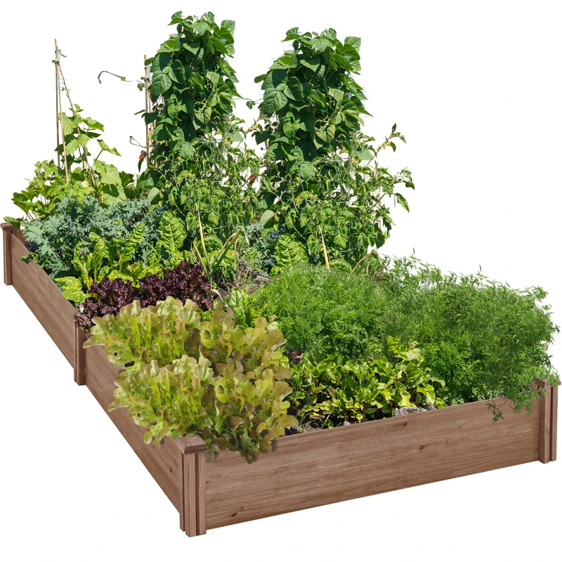Yaheetech Wooden Horticulture Raised Garden Bed Divisible Elevated Planting Planter Box for Flowers/Vegetables/Herbs in Backyard/Patio Outdoor, 241.5 x 124.5 x 27 cm, Dark Brown