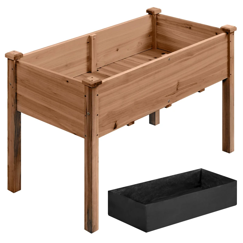 Yaheetech 1Pcs Raised Garden Bed Fir Wood Elevated Planter Box Rectangle Planting Raised Bed Stand Pot Outdoor Planter for Vegetable/Flower/Herb, 120.5 x 59 x 76cm, Dark Brown