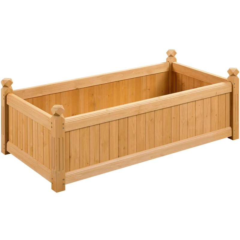 Yaheetech 117 × 59 × 40 cm Wooden Raised Garden Bed, Horticulture Wood Rectangular Garden Planter Outdoor, Raised Planter Box for Yard/Greenhouse/Vegetable/Flower/Herbs, Light Brown