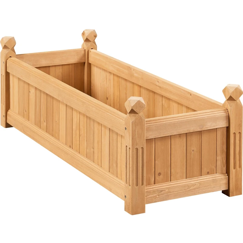 Yaheetech 110.5 × 40 × 35.5 cm Wooden Raised Garden Bed, Horticulture Wood Rectangular Garden Planter Outdoor, Raised Planter Box for Yard/Greenhouse/Vegetable/Flower/Herbs, Light Brown