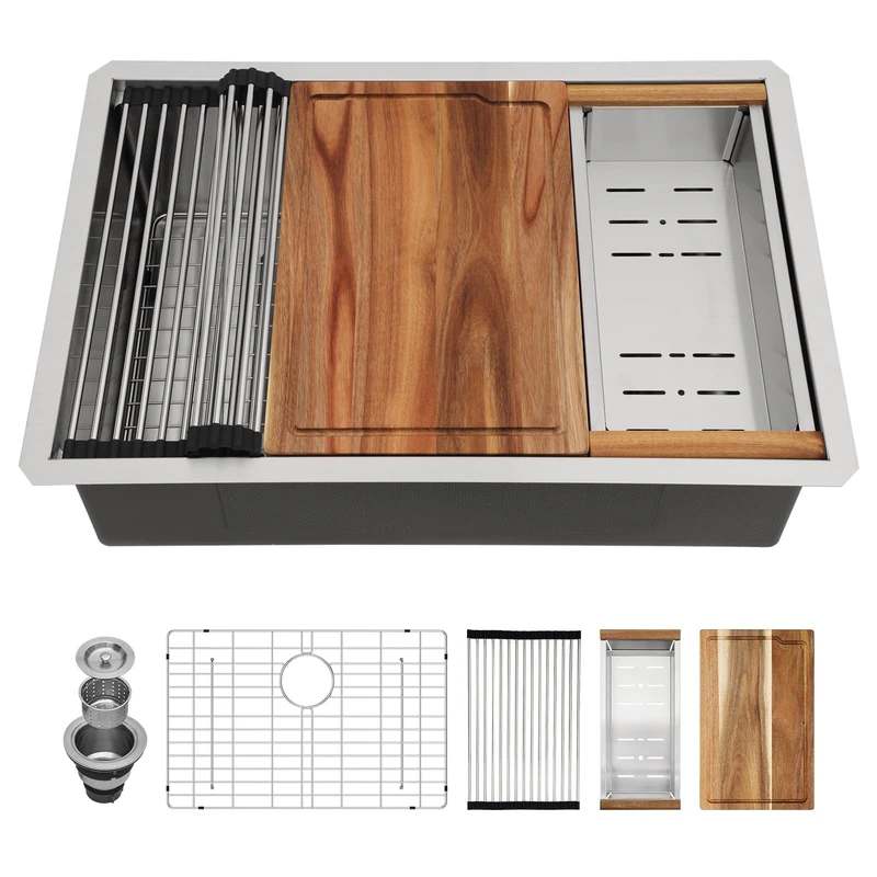 Couoko 27 Inch Undermount Kitchen Sink Workstation with Accessories