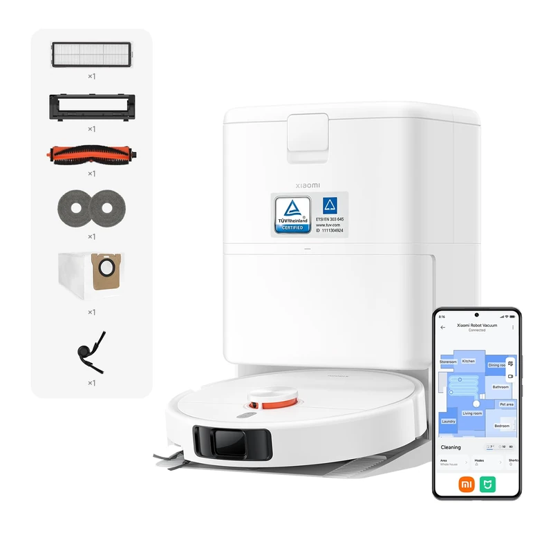 XIAOMI H50 Pro Robot Vacuum with Mop Function, 15000Pa Suction, Extendable Side Brush and Mop, Dual Anti-Tangle System, Hot Air Drying, 10mm Mop Lift, Wide-angle Obstacle Avoidance, All-in-one station