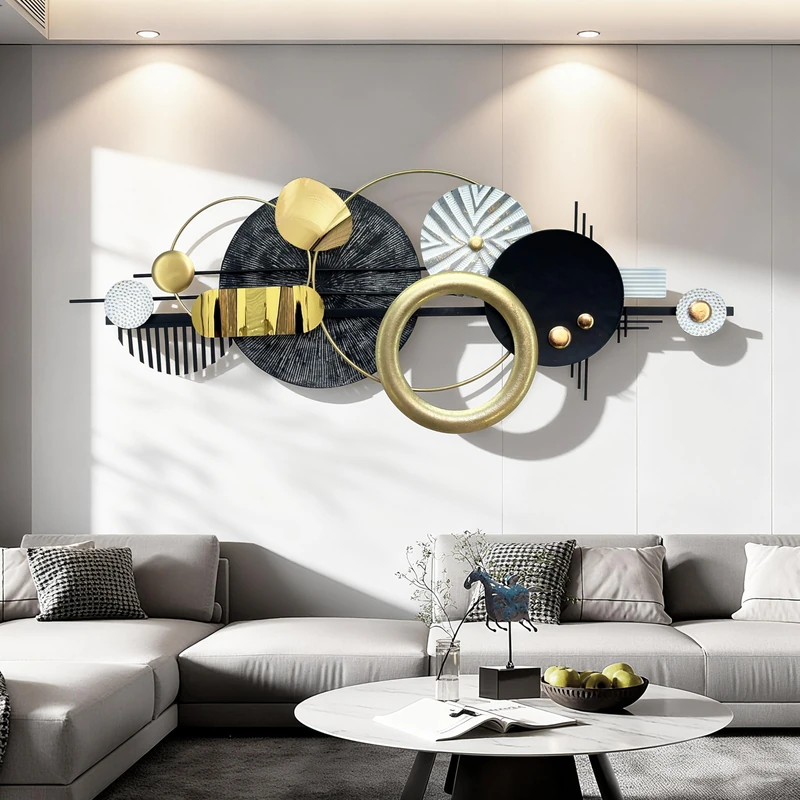 ERMOFAV Modern Abstract Metal Wall Art, Gold Black and White Geometric Décor Art Wall Décor, Large 59×24 In 3D Textured Metal Wall Decor for Living Room/Dinning Room/Bedroom/Entryway/Kitchen/Office