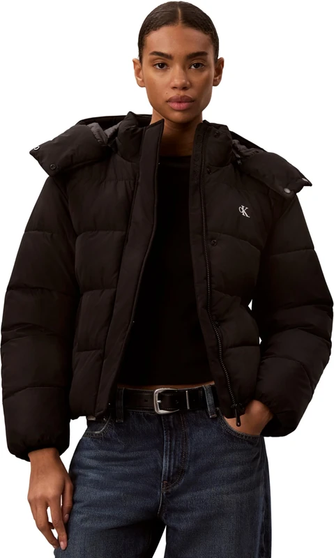 Calvin Klein Women Matte Mw Short Puffer LV047H504G Jackets, BLACK (Black), M