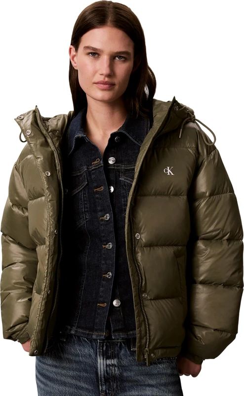 Calvin Klein Women Shine Mw Classic Puffer LV047H512G Jackets, BEIGE (Dusty Olive), XXS
