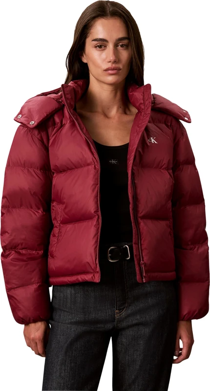 Calvin Klein Women Essential Mw Short Down Puffer LV047H500G Jackets, RED (Rhododendron), XL
