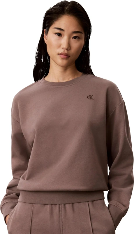 Calvin Klein Women Ls Rlxd Monogram French Terry Cr Lv047F223G Sweatshirts, GREY (Iron), M - Image 1