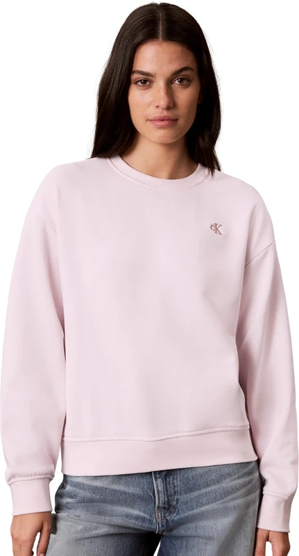 Calvin Klein Women Ls Rlxd Monogram French Terry Cr Lv047F223G Sweatshirts, PINK (Crystal Blush), XL