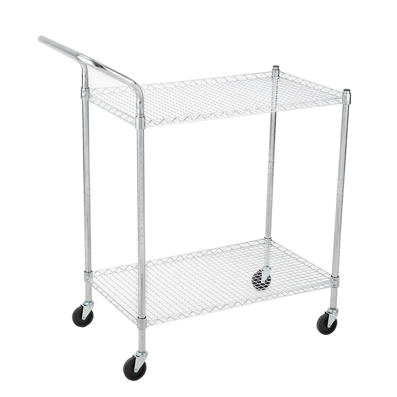 Garvee Heavy Duty Metal Cart: 3 Tier Industrial Service Cart with Wire