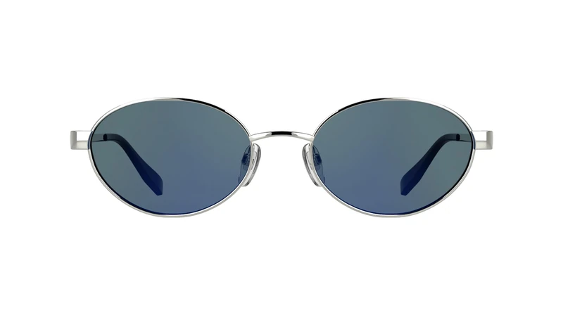 KARL LAGERFELD Women's Sunglasses KL366S - Silver with Solid Blue Mirror Lens
