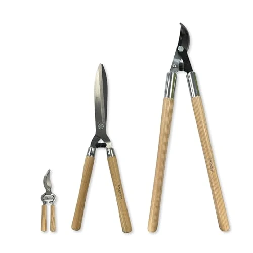 Spear & Jackson CUTSETKEW 3 Piece Woodland Kew Cutting Set - Bypass Secateurs, Hedge Shears & Bypass Loppers - Razorsharp® Carbon Steel Blades, FSC® Hardwood Handles - for Garden Pruning & Trimming