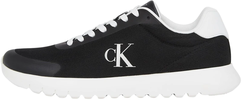 Calvin Klein Men's Runner Trainers Eva Mesh with Logo, Black (Triple Black/Adrenaline Rush), 12