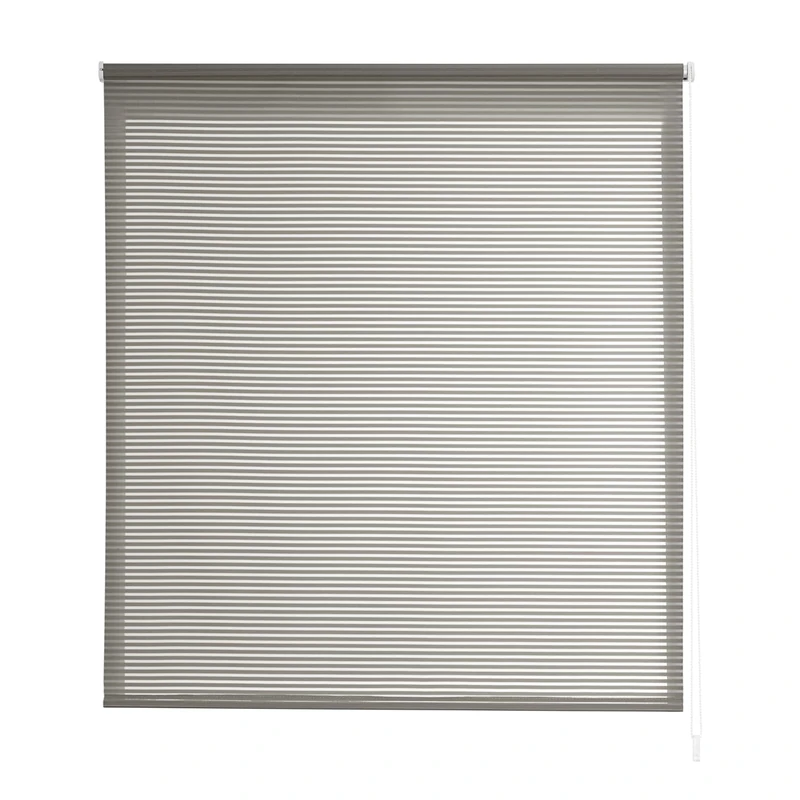 Estoralis | Robert | Modern Design Roller Blind | Translucent Stripes | Grey | 180 x 195 cm (W x H) Fabric Size 177 x 190 cm | Blinds for Windows and Doors