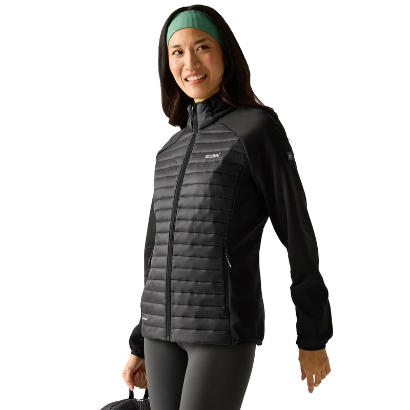 Regatta Womens Clumber Hybrid Quilted Jacket Water Repellent Insulated Walking Hiking Coat 12 Black