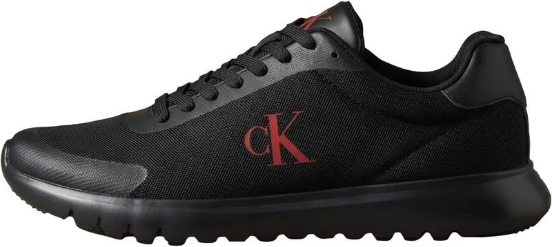 Calvin Klein Men's Runner Trainers Eva Mesh with Logo, Black (Triple Black/Adrenaline Rush), 5