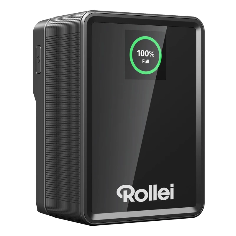 V-Mount Rollei V2 Pro 99Wh Battery, 6400 mAh/14.4 V Mount Battery with USB-C PD Fast Charging 100 W V-Lock Battery with Display/LED Light and 2 USB-C/D-Tap/BP/USB-A/DC, Battery-V-Mount-Battery - Image 1