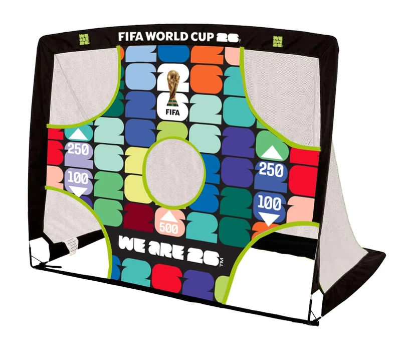 Hy-Pro Officially Licensed FIFA World Cup 2026 4ft x 3ft Flexi Target Goal - Football Goals for Kids with 4-Sided Scoring System - Portable Training Net for Garden & Outdoor Play
