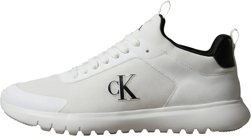 Calvin Klein Men's Runner Trainers Eva Sock Mesh with Logo, White (Bright White/Black), 9