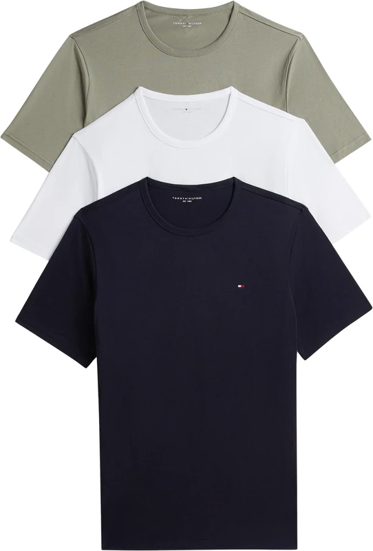 Tommy Hilfiger Men 3P Ss Tee Um0Um03870 S/S T-Shirt, Black (Navy Blue/Utility Sage/White), XL