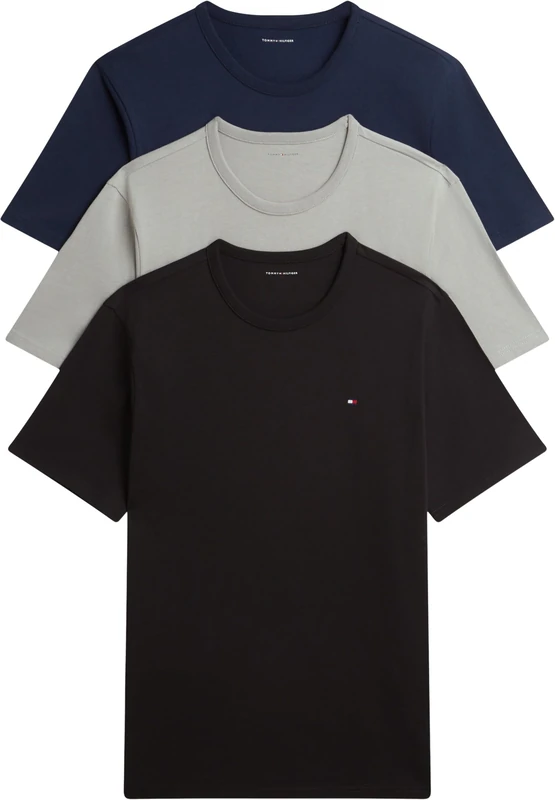 Tommy Hilfiger Men 3P Ss Tee Um0Um03870 S/S T-Shirt, Gold (Carbon Navy/Black/Antique Silver), XS