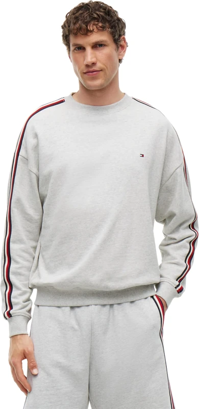 Tommy Hilfiger Men Track Top UM0UM03943 L/S Sweatshirt, GREY (Ice Grey Heather), L