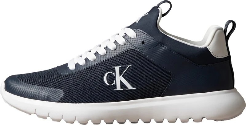 Calvin Klein Men's Runner Trainers Eva Sock Mesh with Logo, Blue (Calvin Navy/Bright White), 13