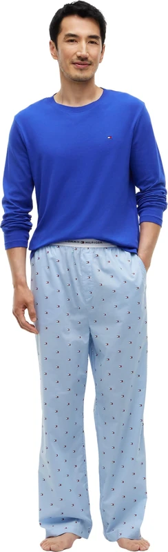 Tommy Hilfiger Men Ls Woven Set Print UM0UM03999 Other Lounge & Sleepwear, BEIGE (Nobel Blue/Chambray Blue Flag Aop), M