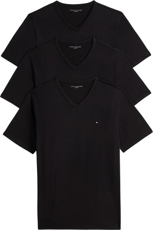 Tommy Hilfiger Men 3P Ss V-Neck Tee UM0UM03865 S/S T-Shirt, Yellow (Black/Black/Black), XL