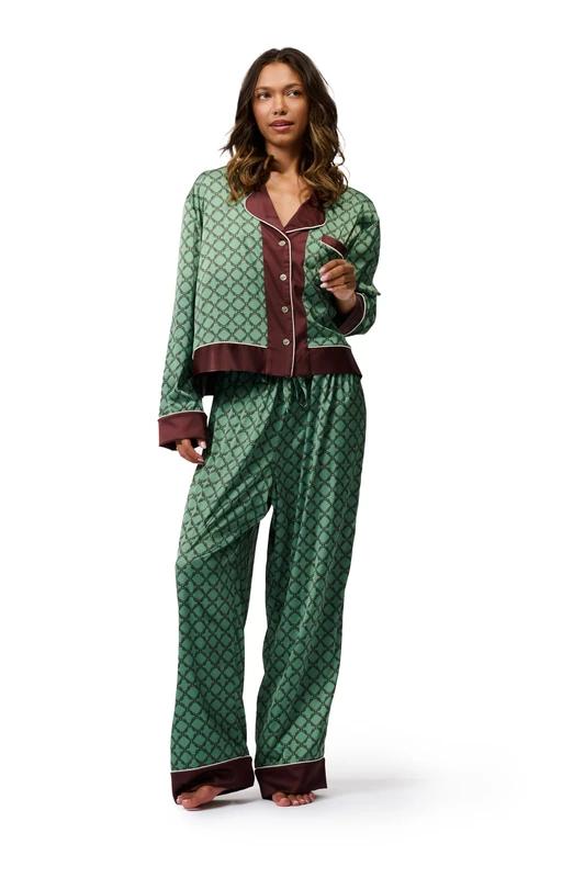 Ted Baker women's Dahlia full sleeve satin monogram print traditional pijama - Image 1