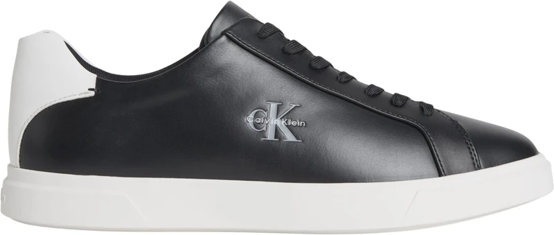 Calvin Klein Men's Cupsole Trainers Low in Leather, Black (Black/Bright White), 8